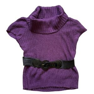 George Purple Puff Sleeve Textured Ribbed Sweater Tunic Women’s XL